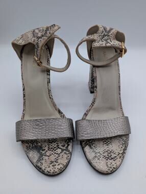 KAANAS Grey Snakeskin Print Strappy Block Heel Sandals Women’s Size 37 / US 7